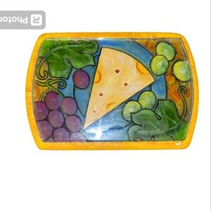 Charcuterie Board Serving Tray & Glass Cover, Cheese & Wine Grapes Trivet